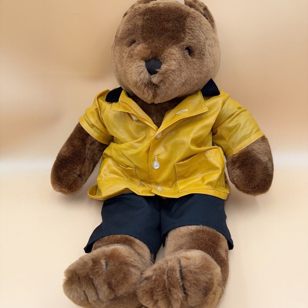BEAR ALDON HEART Brown Teddy 23” plush vintage 1983 W Firebear Outfit